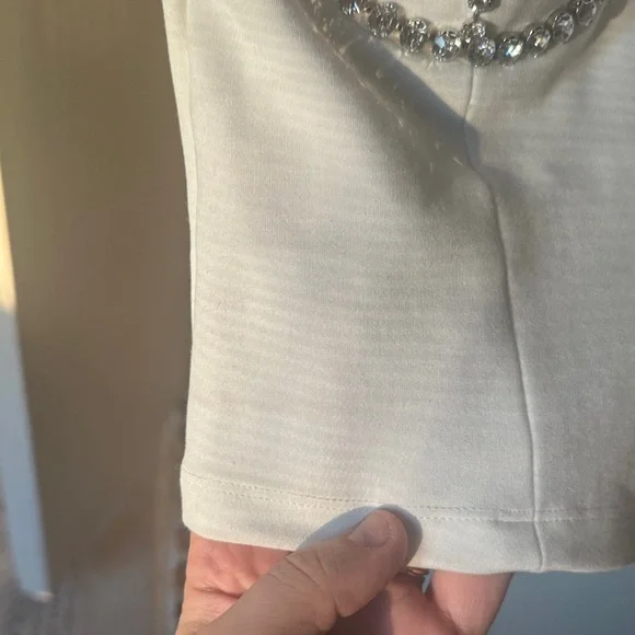 AREA White Crop Top with Silver Embellishments - Picture 6 of 12